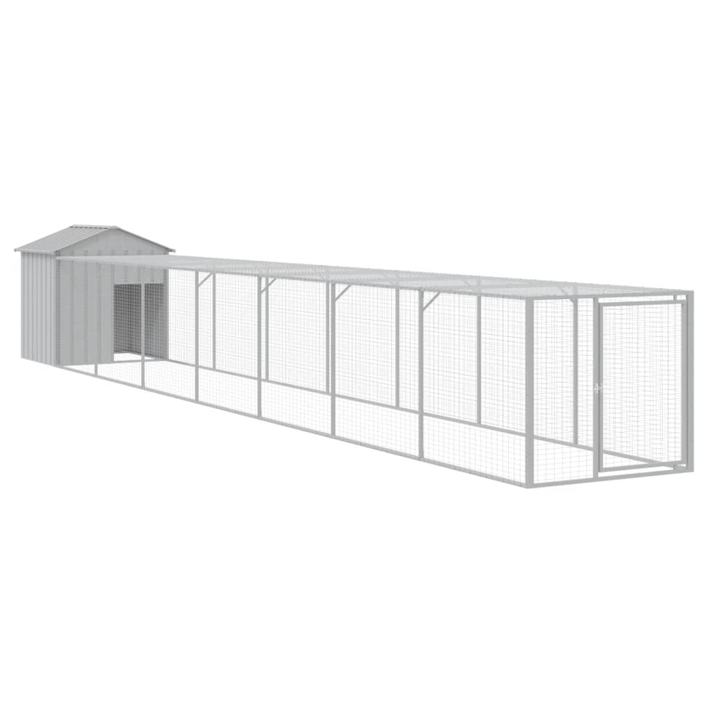 Vidaxl Chicken Coop with Run 117x813x123 cm de acero gris claro