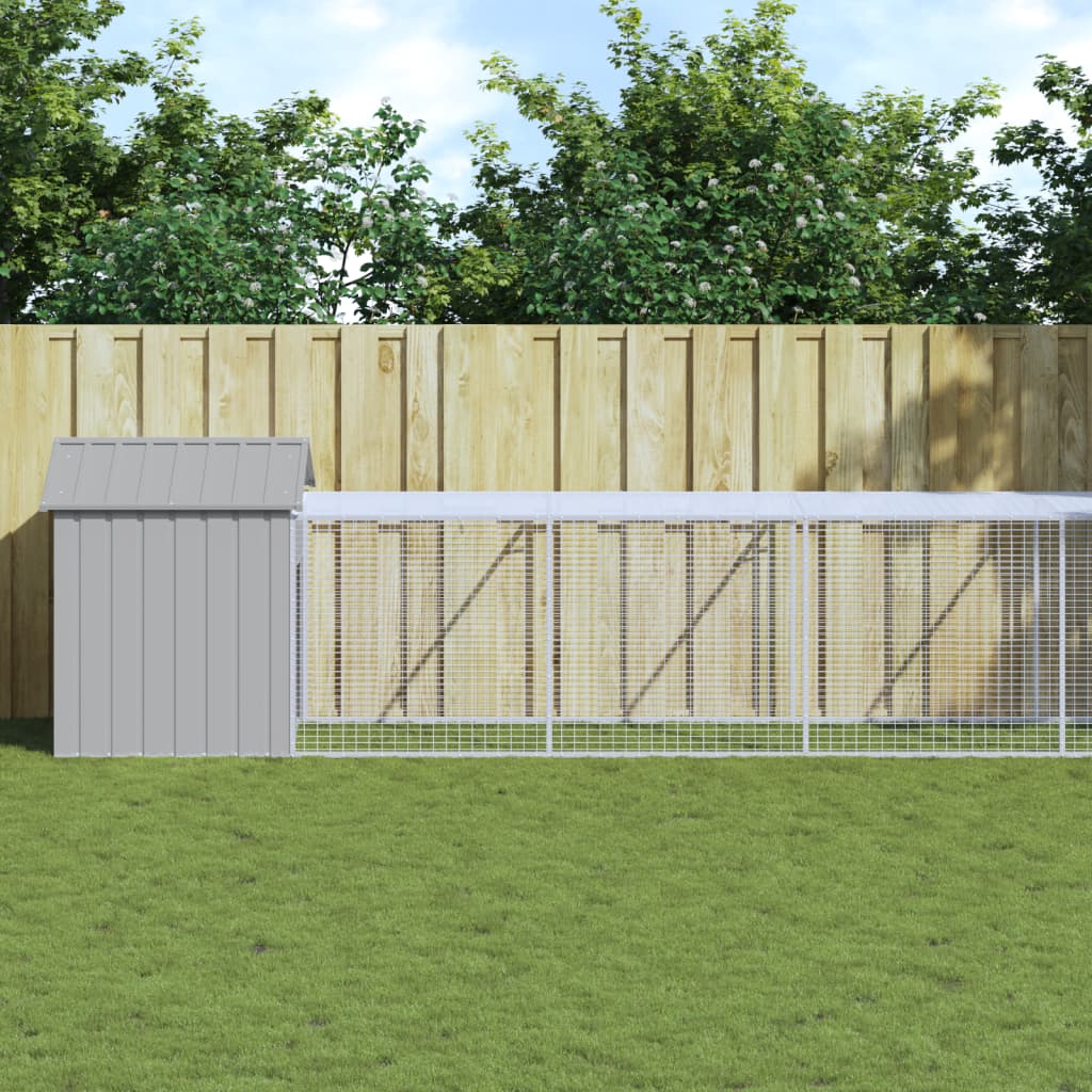 Vidaxl Chicken Coop with Run 117x813x123 cm de acero gris claro
