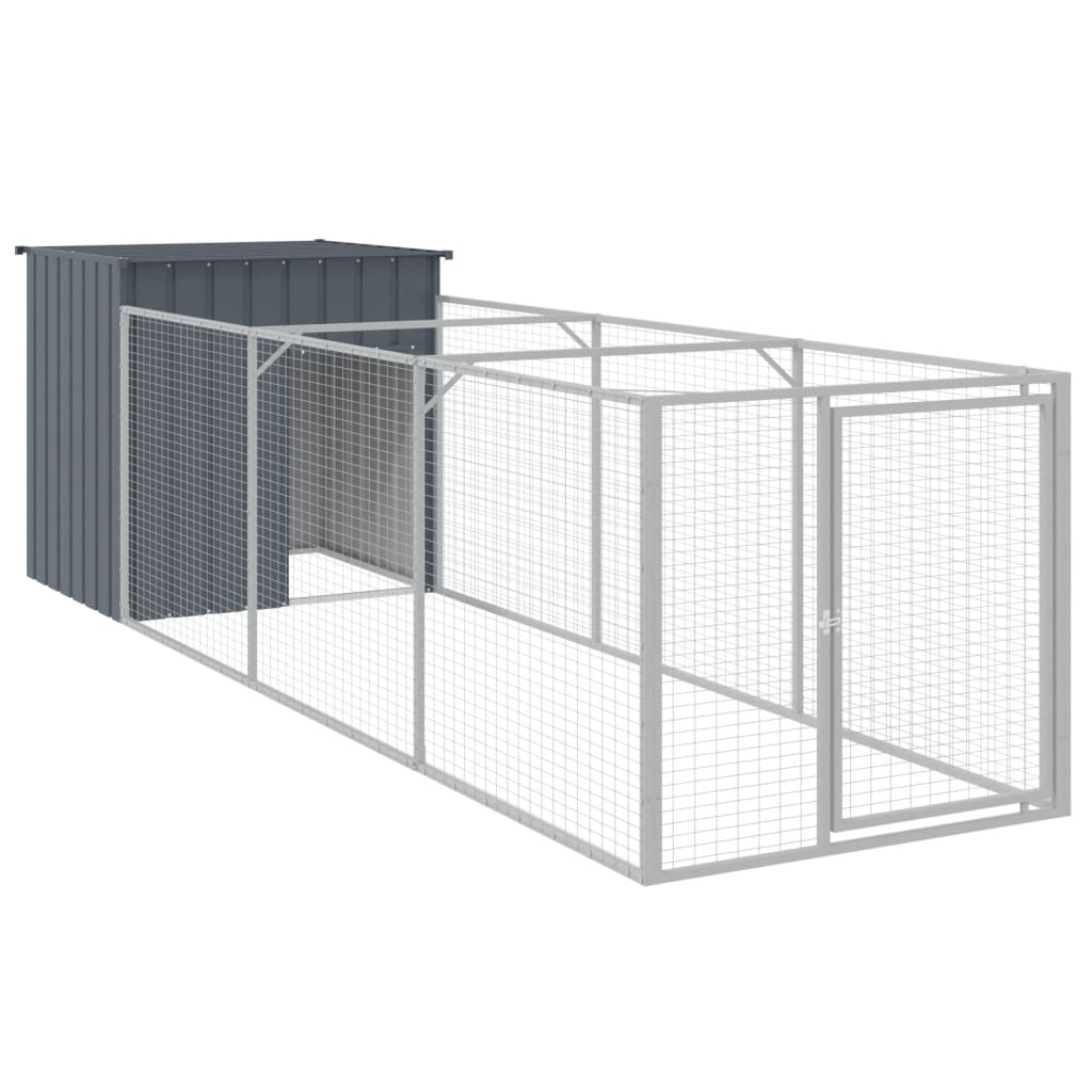 Vidaxl Dog Loft con Run 110x405x110 cm de acero galvanizado antracita