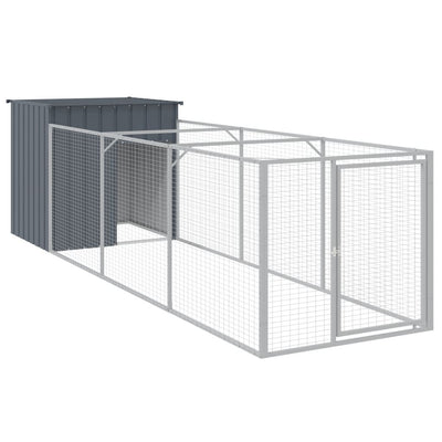 Vidaxl Dog Loft con Run 110x405x110 cm Galvanized Steel Anthracite