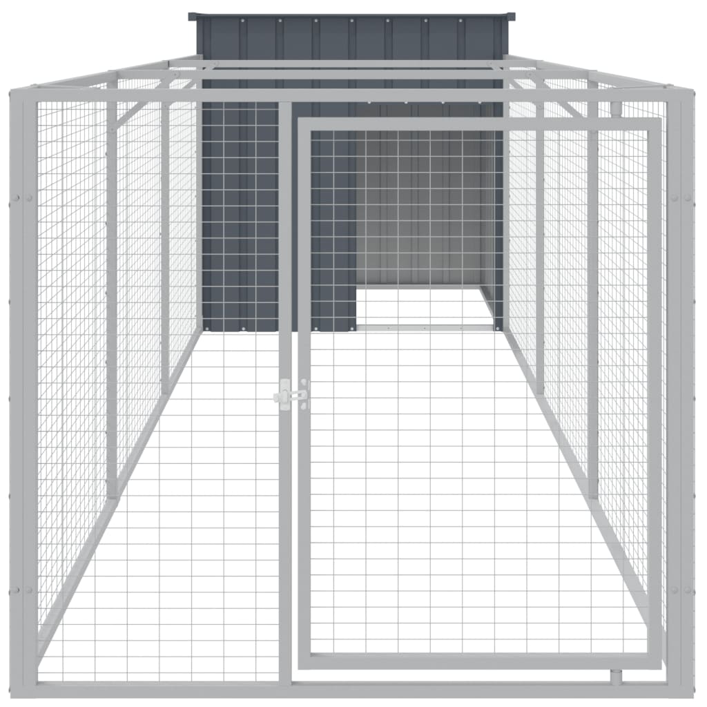Vidaxl Dog Loft con Run 110x405x110 cm de acero galvanizado antracita