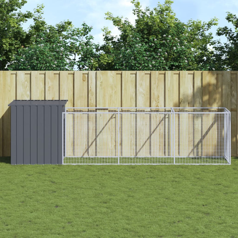 Vidaxl Dog Loft con Run 110x405x110 cm Galvanized Steel Anthracite