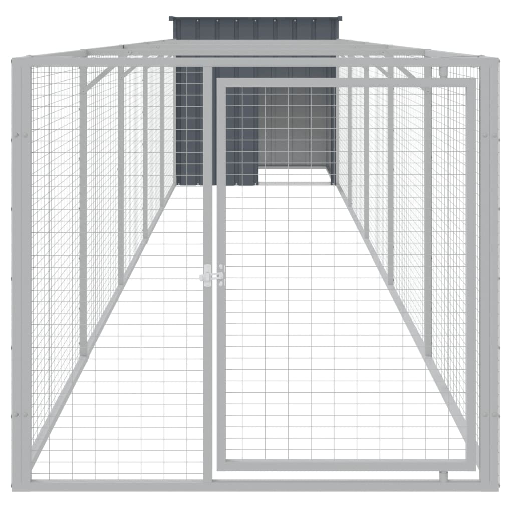 Vidaxl Dog Loft con Run 110x609x110 cm de acero galvanizado antracita