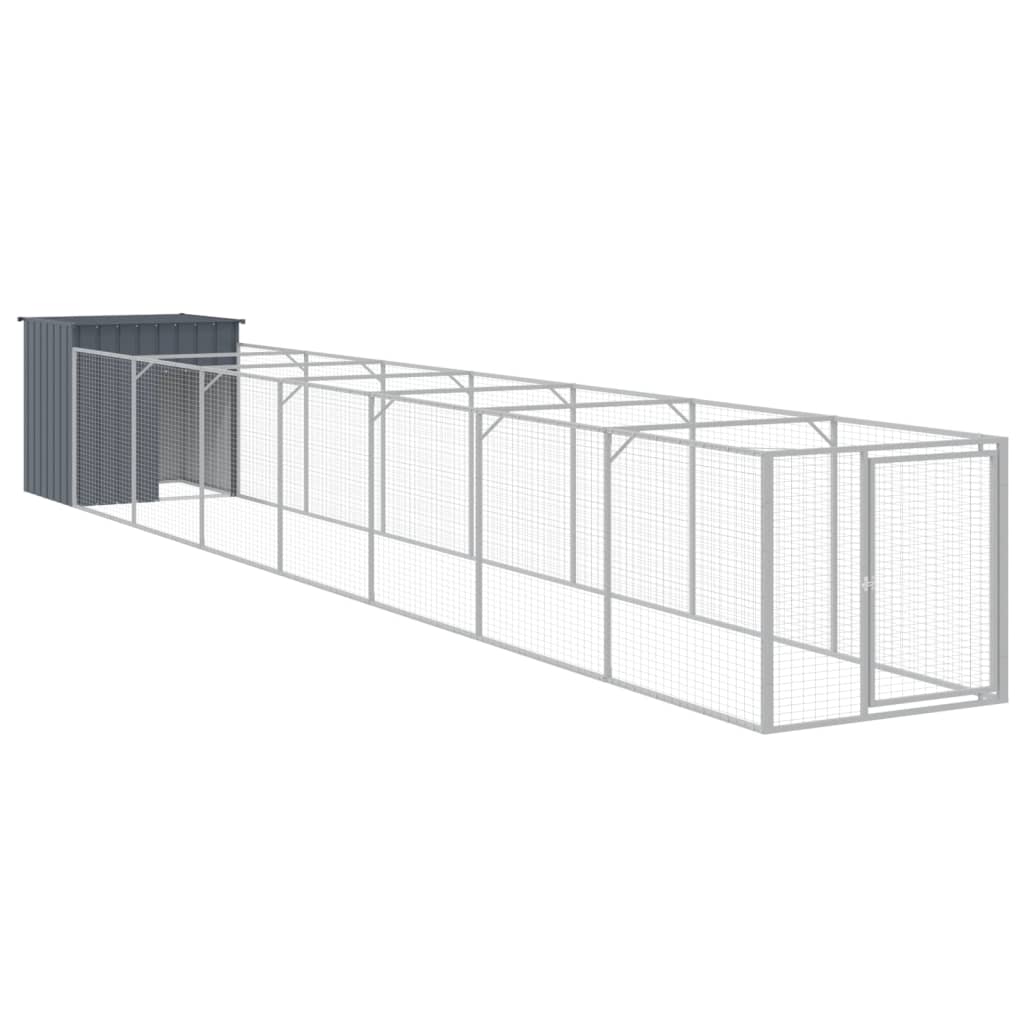 Vidaxl Dog Loft con Run 110x813x110 cm Galvanized Steel Anthracite
