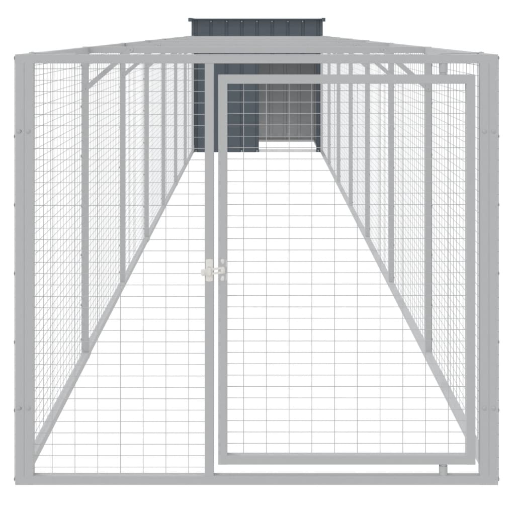Vidaxl Dog Loft con Run 110x813x110 cm Galvanized Steel Anthracite