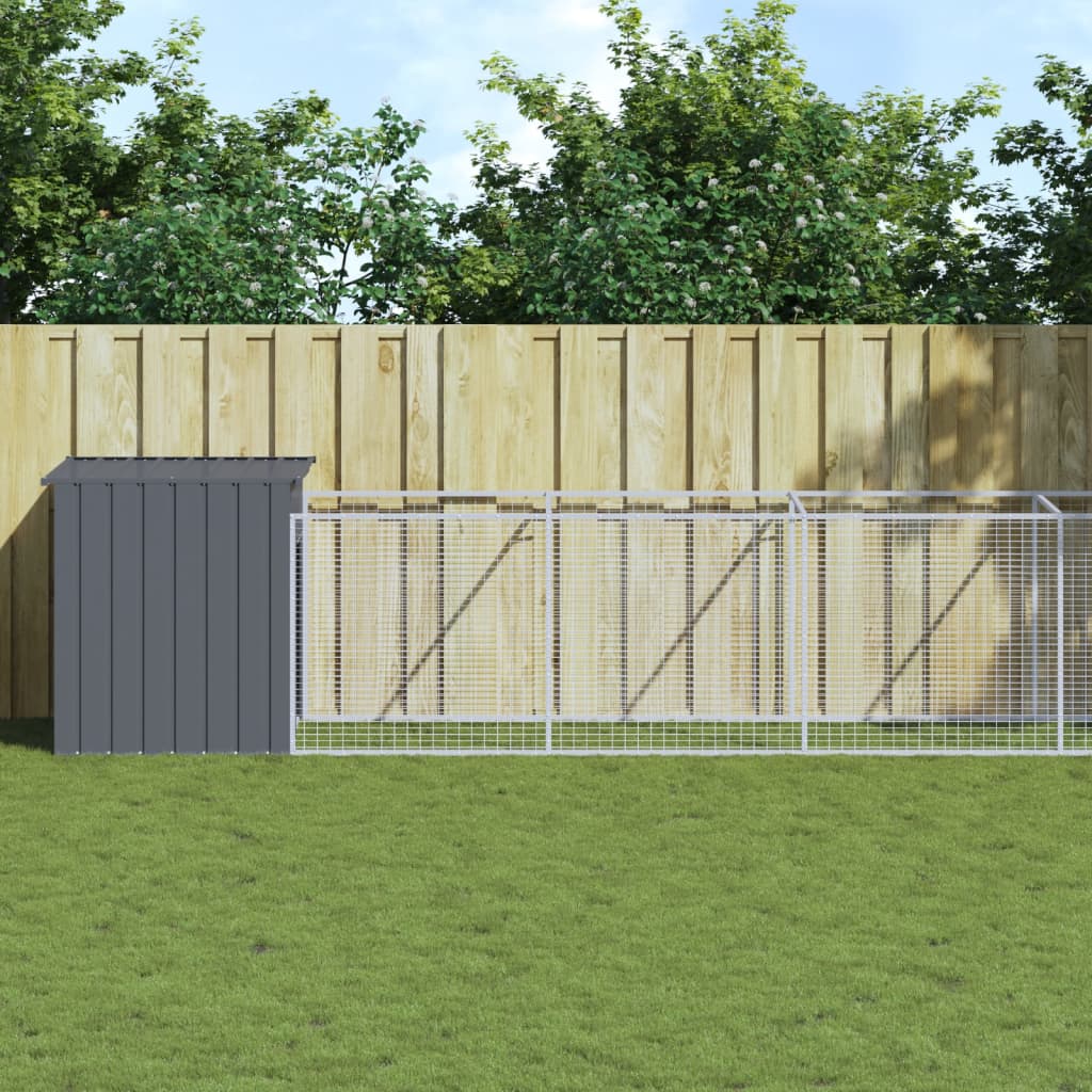 Vidaxl Dog Loft con Run 110x1221x110 cm de acero antracita