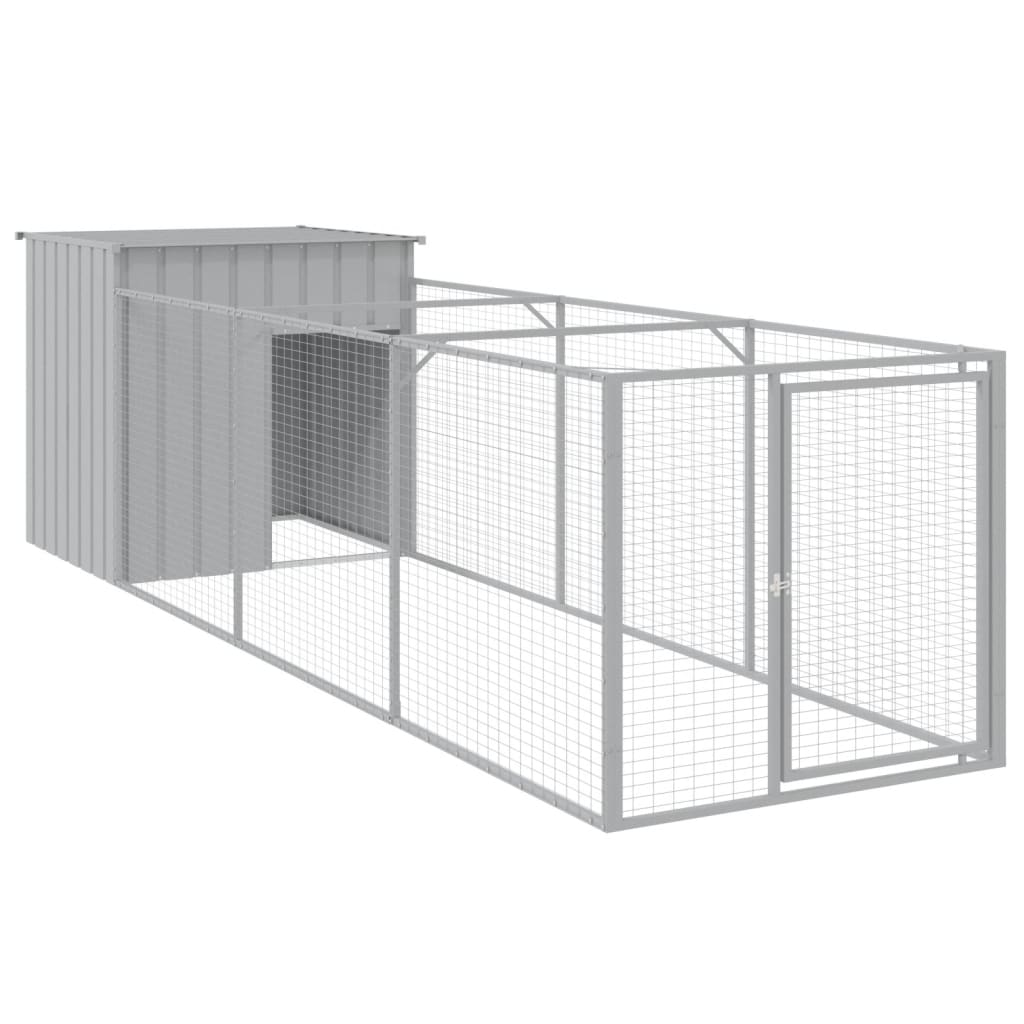Vidaxl Dog Loft con Run 110x405x110 cm in acciaio grigio chiaro