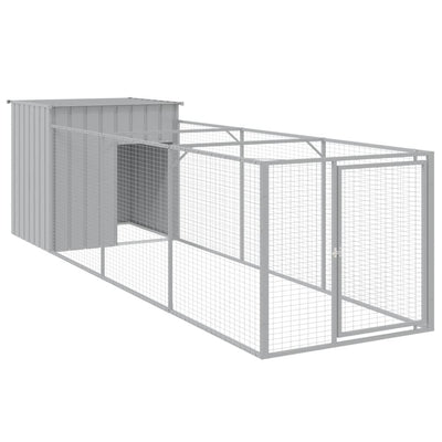 Vidaxl Dog Loft con Run 110x405x110 cm in acciaio grigio chiaro