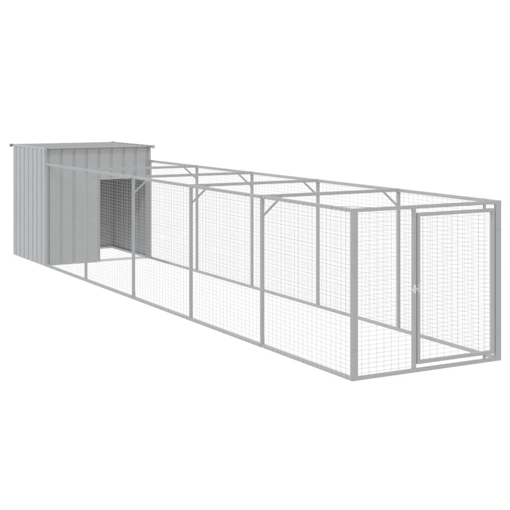 Vidaxl Dog Loft con Run 110x609x110 cm de acero gris claro