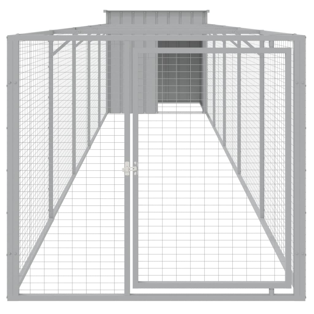 Vidaxl Dog Loft con Run 110x609x110 cm de acero gris claro