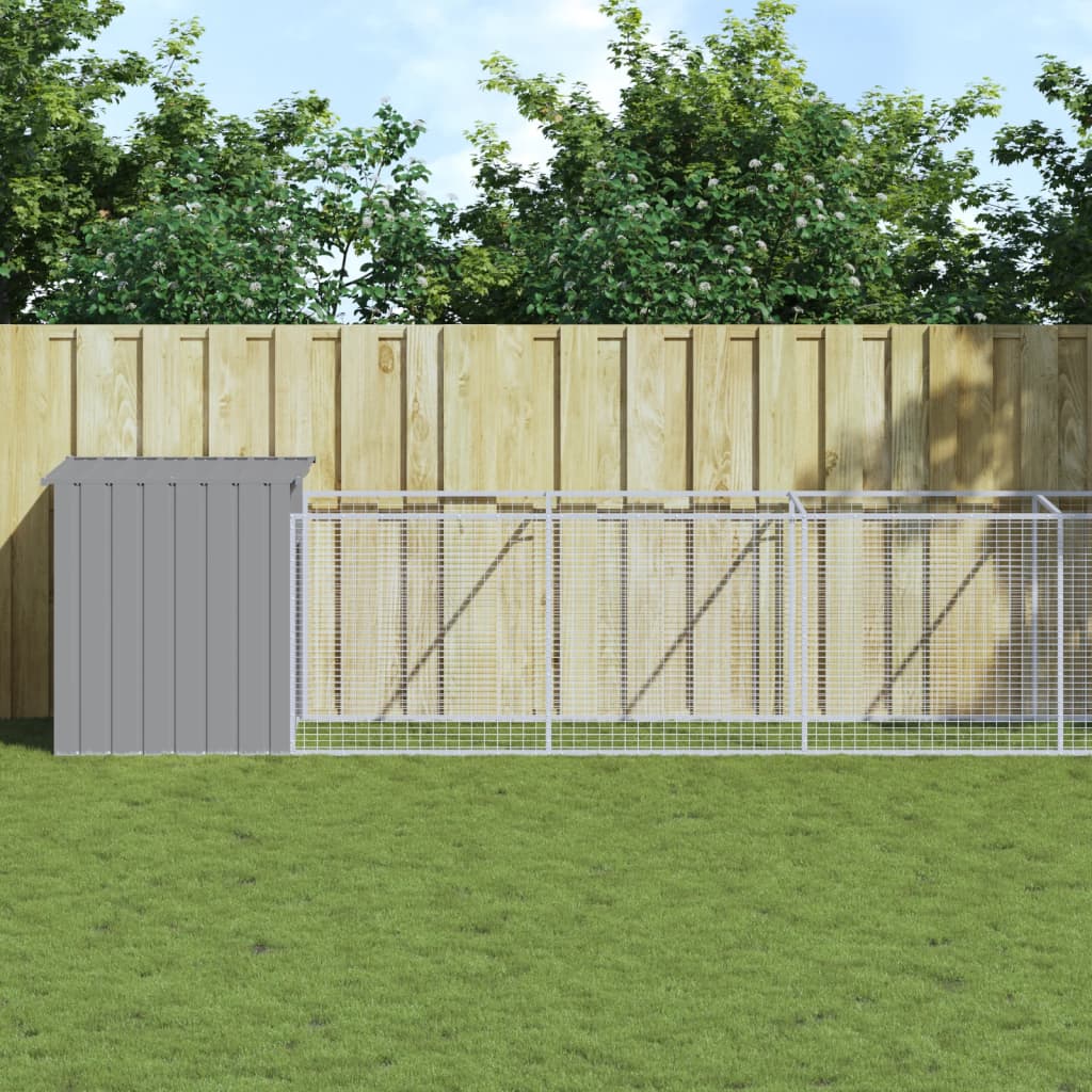 Vidaxl Dog Loft con Run 110x609x110 cm de acero gris claro