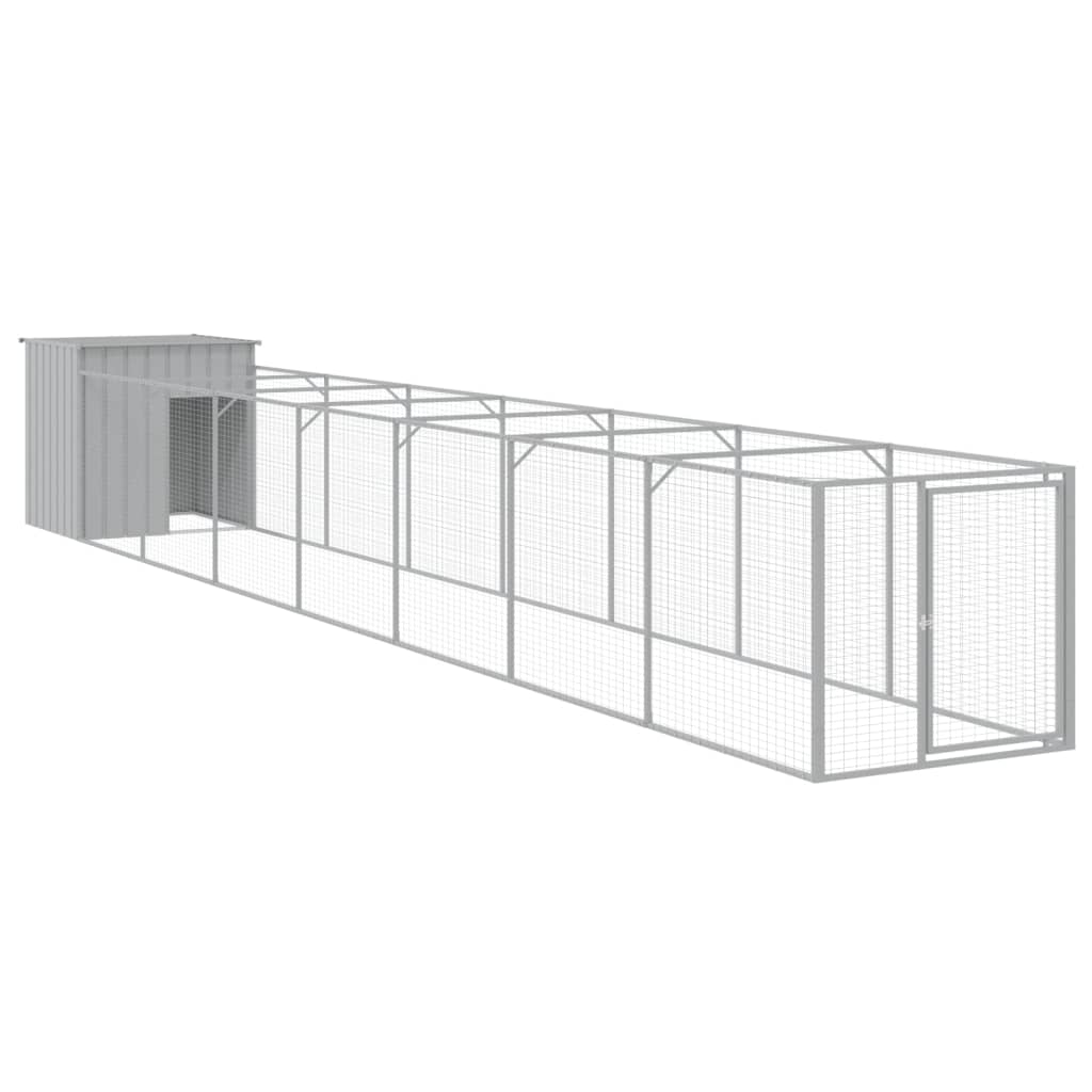 Vidaxl Dog Loft con Run 110x813x110 cm de acero gris claro