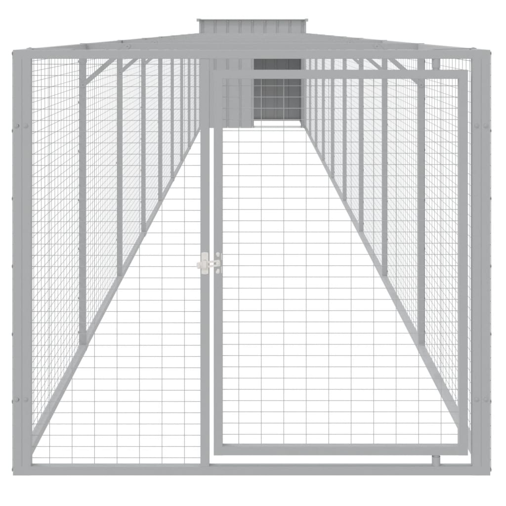 Vidaxl Dog Loft con Run 110x1017x110 cm in acciaio grigio chiaro