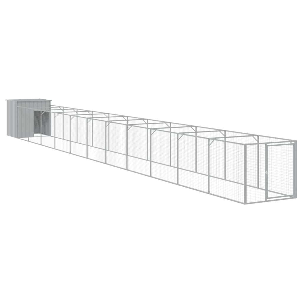 Vidaxl Dog Loft con Run 110x1221x110 cm de acero gris claro