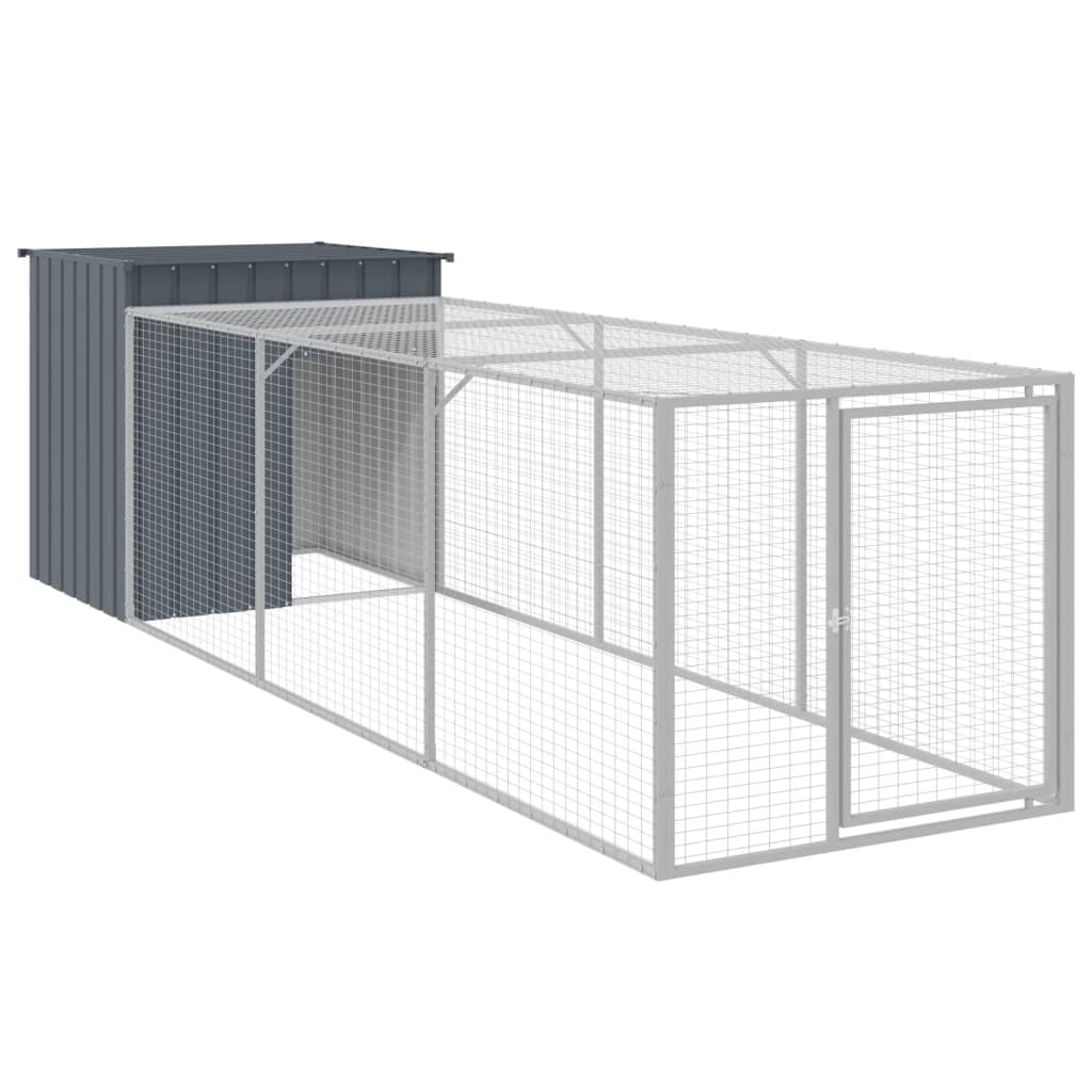 Vidaxl Chicken Coop con Run 110x405x110 cm de acero galvanizado antracita