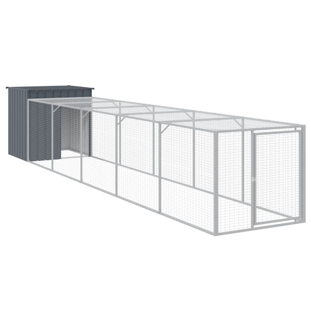 Vidaxl Chicken Coop con Run 110x609x110 cm de acero galvanizado antracita