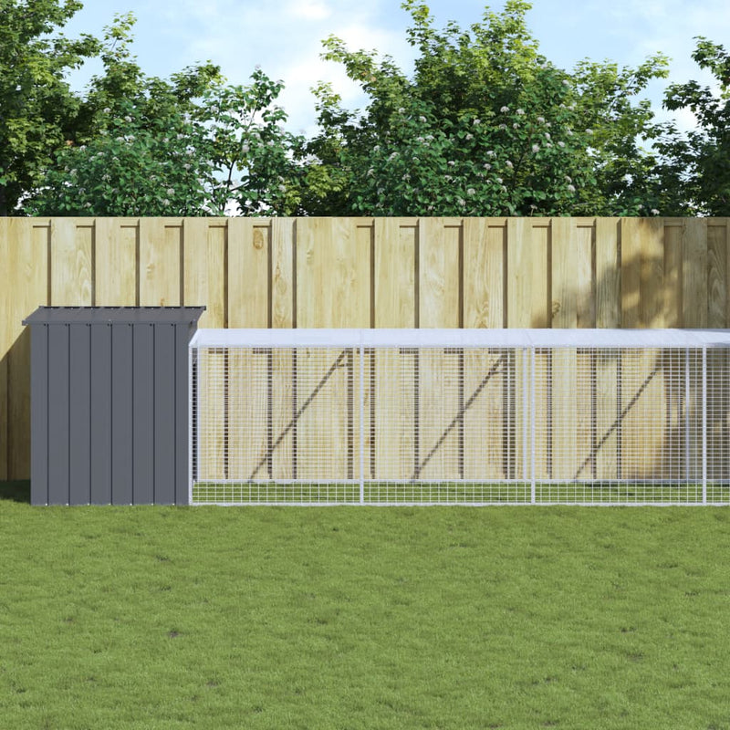 Vidaxl Chicken Coop con Run 110x609x110 cm Antracite in acciaio zincato