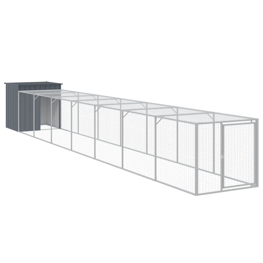 Vidaxl Chicken Coop con Run 110x813x110 cm Antracite in acciaio zincato