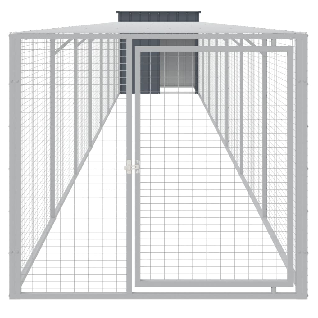 Vidaxl Chicken Coop con Run 110x813x110 cm Antracite in acciaio zincato