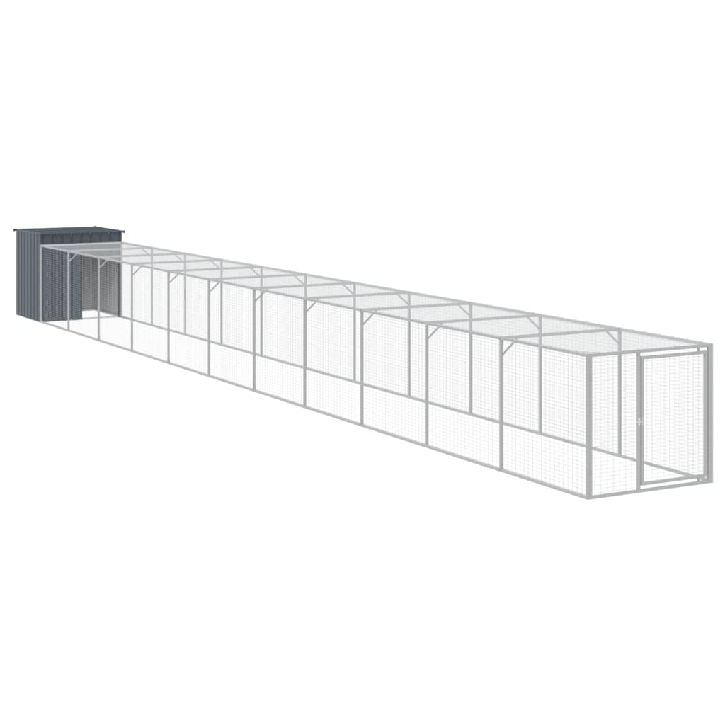 Vidaxl Chicken Coop con Run 110x1221x110 cm de acero antracita
