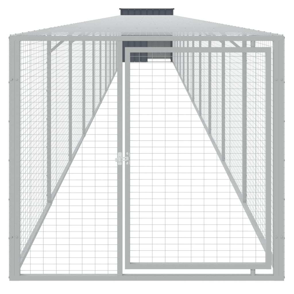Vidaxl Chicken Coop con Run 110x1221x110 cm de acero antracita
