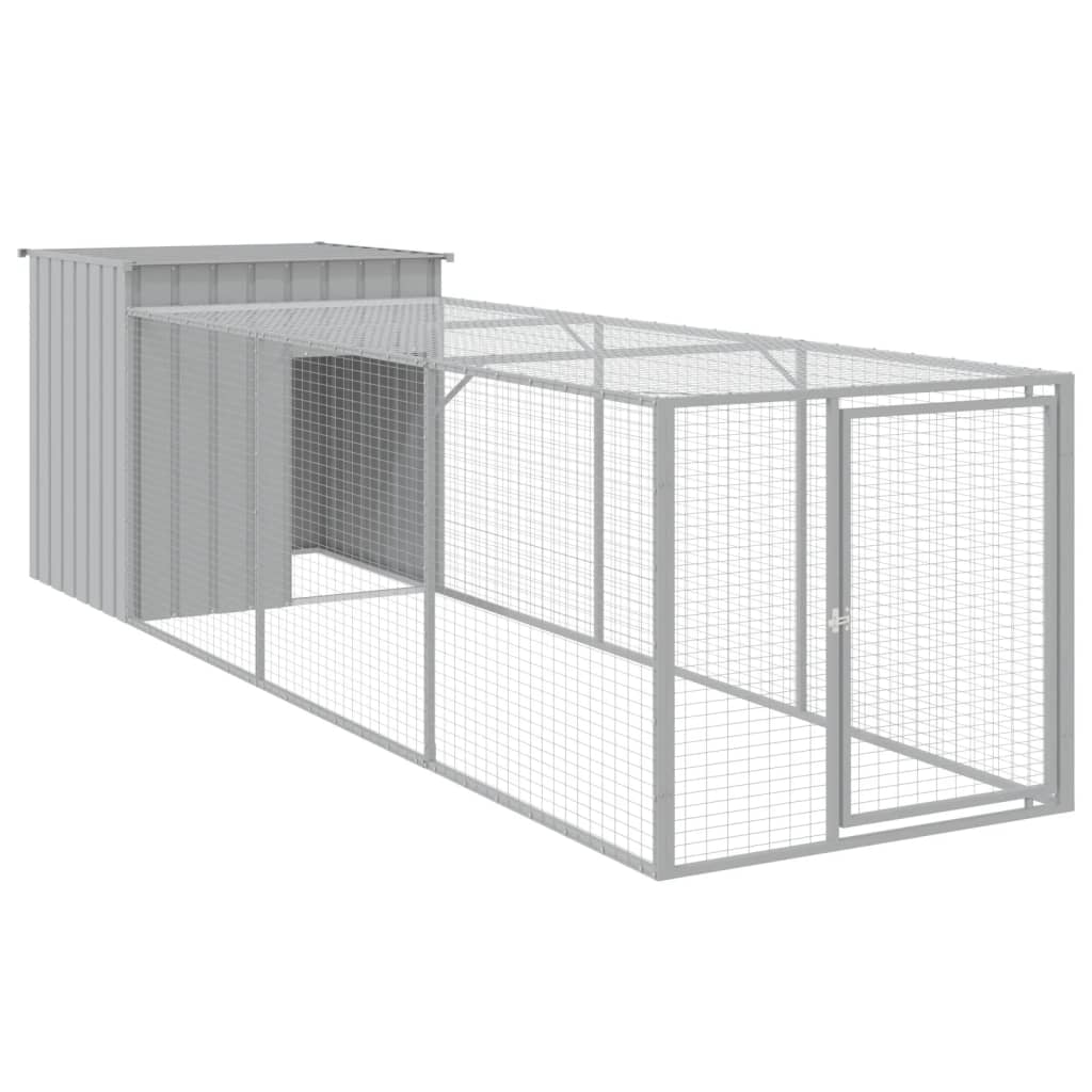 Vidaxl Chicken Coop con Run 110x405x110 cm de acero gris claro