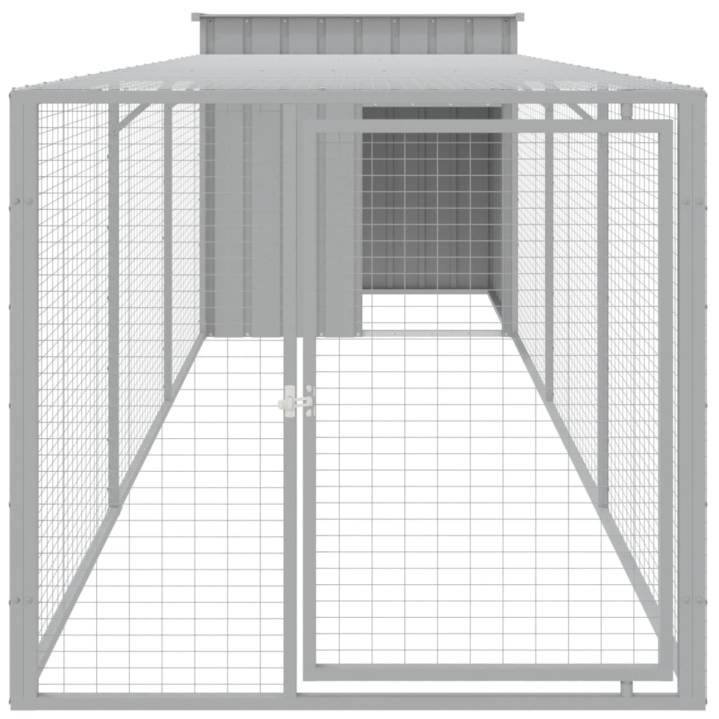 Vidaxl Chicken Coop con Run 110x405x110 cm de acero gris claro