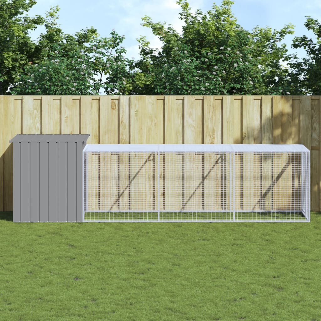 Vidaxl Chicken Coop con Run 110x405x110 cm de acero gris claro