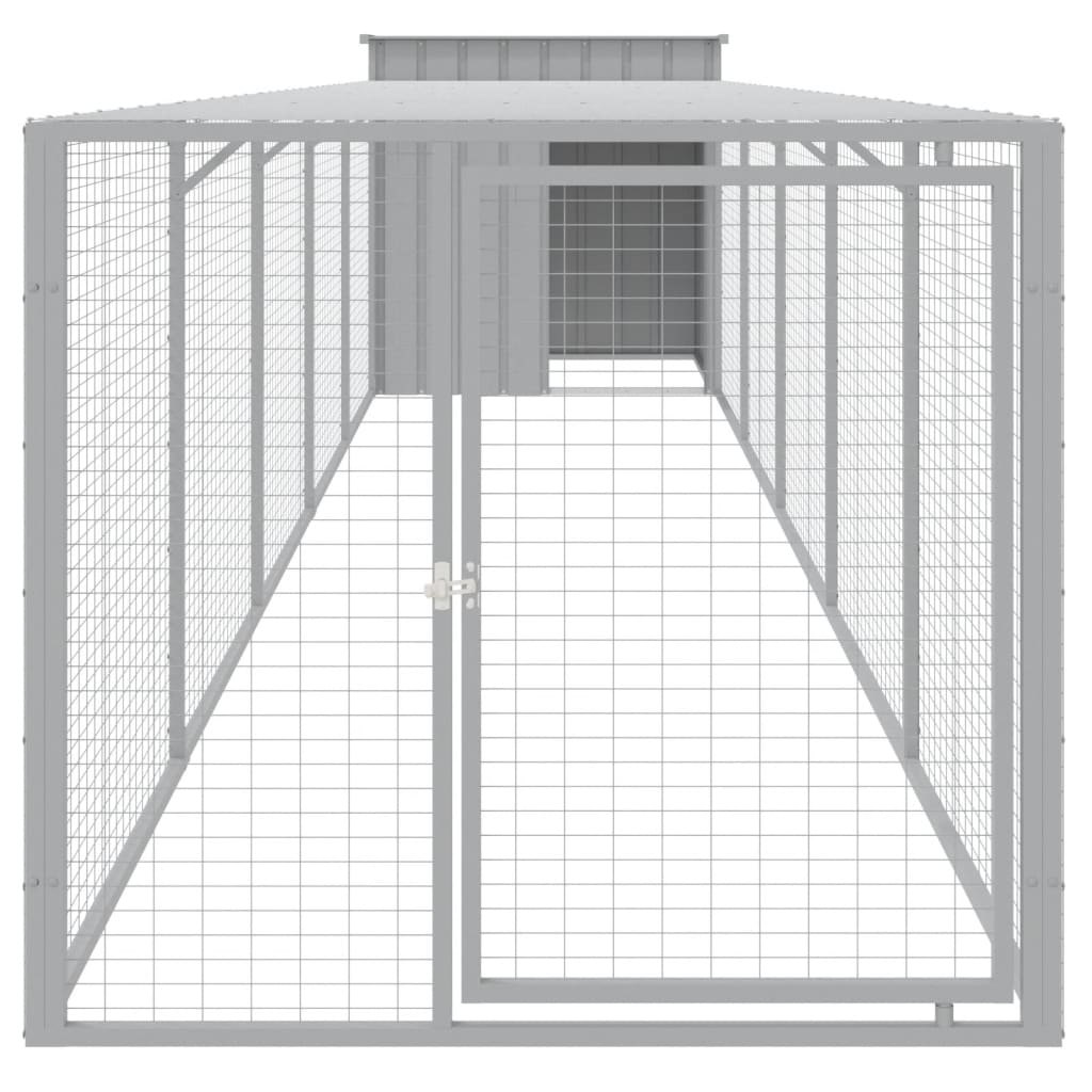 Vidaxl Chicken Coop con Run 110x609x110 cm in acciaio grigio chiaro