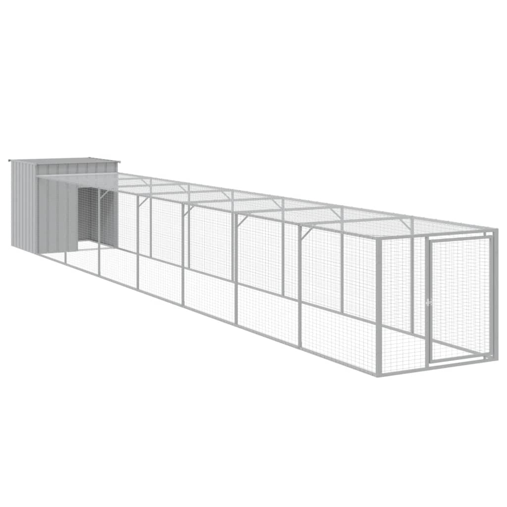 Vidaxl Chicken Coop con Run 110x813x110 cm de acero gris claro