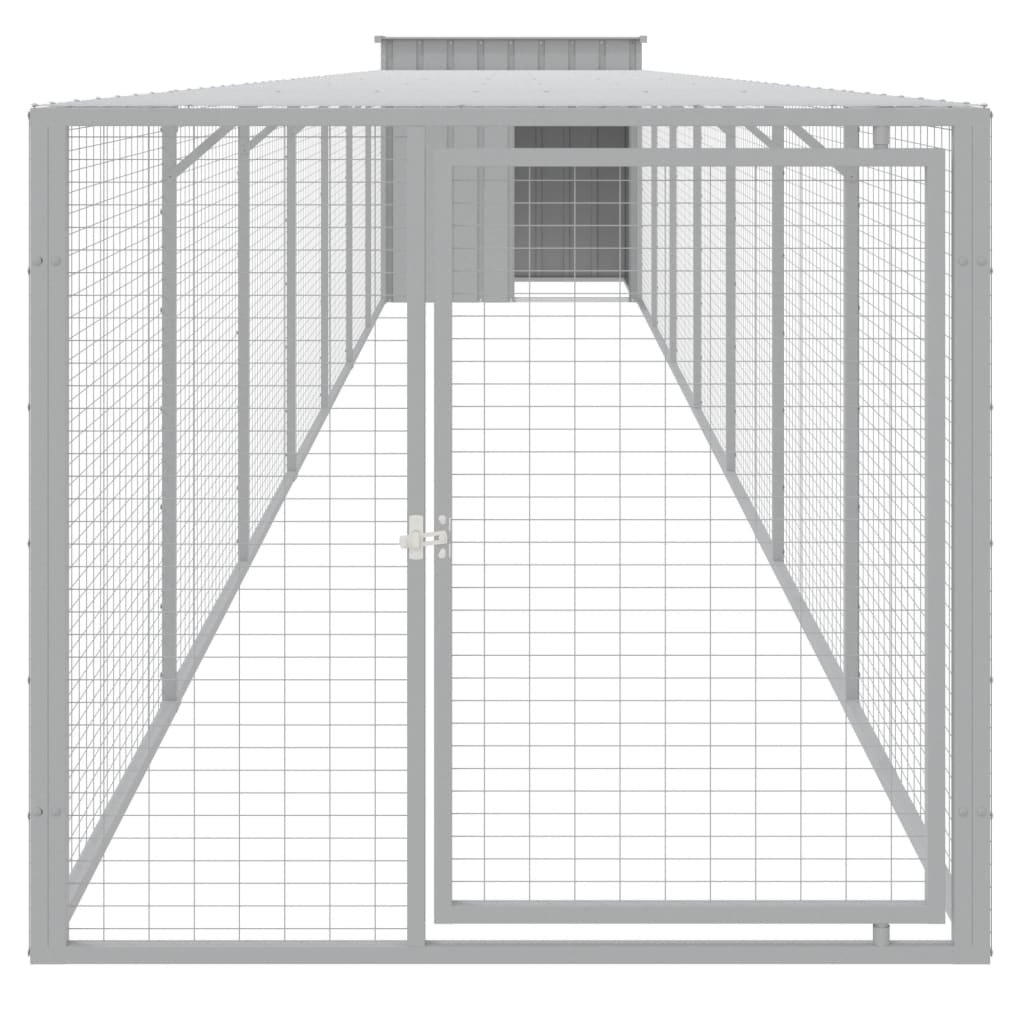 Vidaxl Chicken Coop con Run 110x813x110 cm de acero gris claro