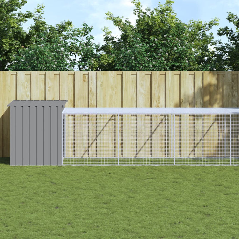 Vidaxl Chicken Coop con Run 110x813x110 cm de acero gris claro