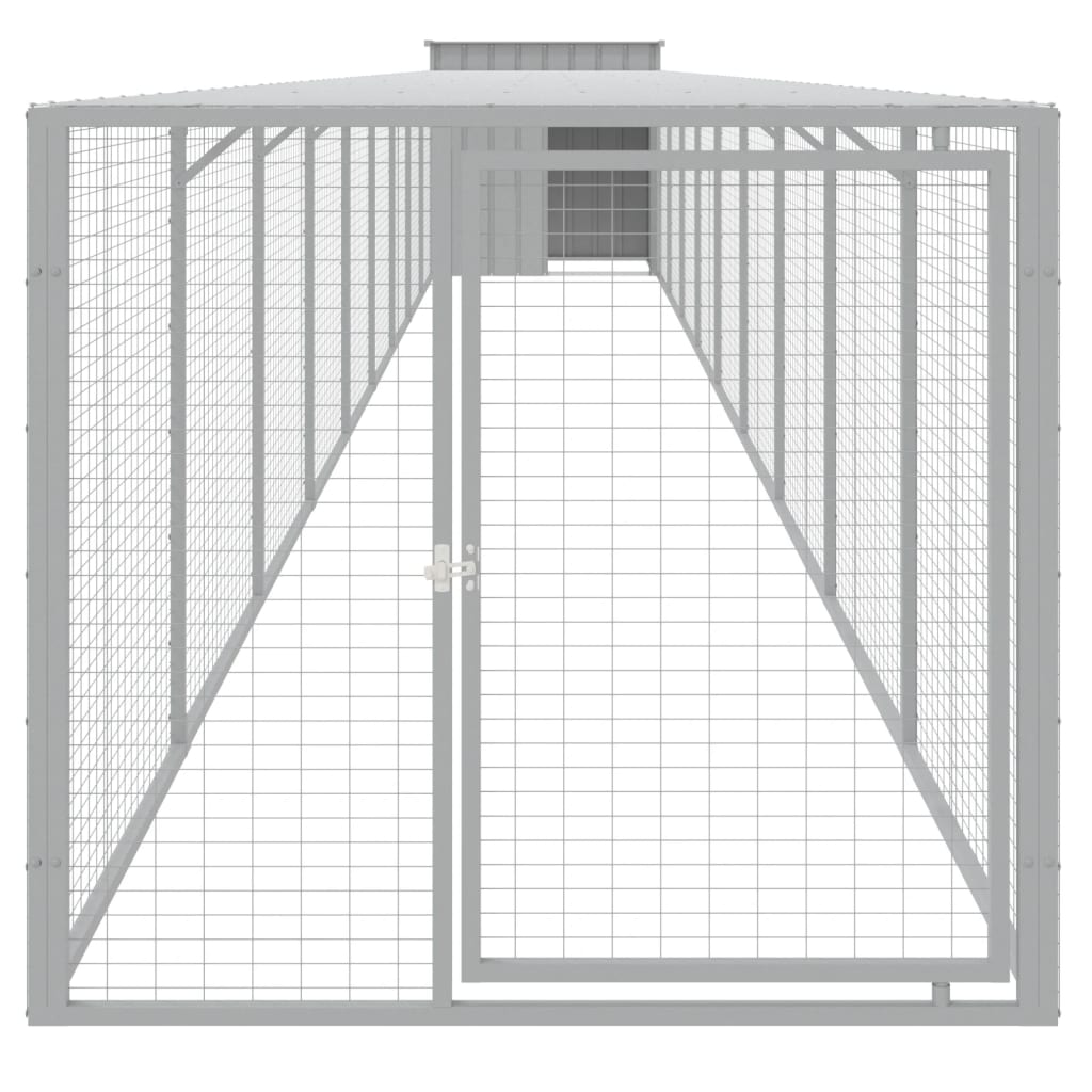 Vidaxl Chicken Coop con Run 110x1017x110 cm in acciaio grigio chiaro