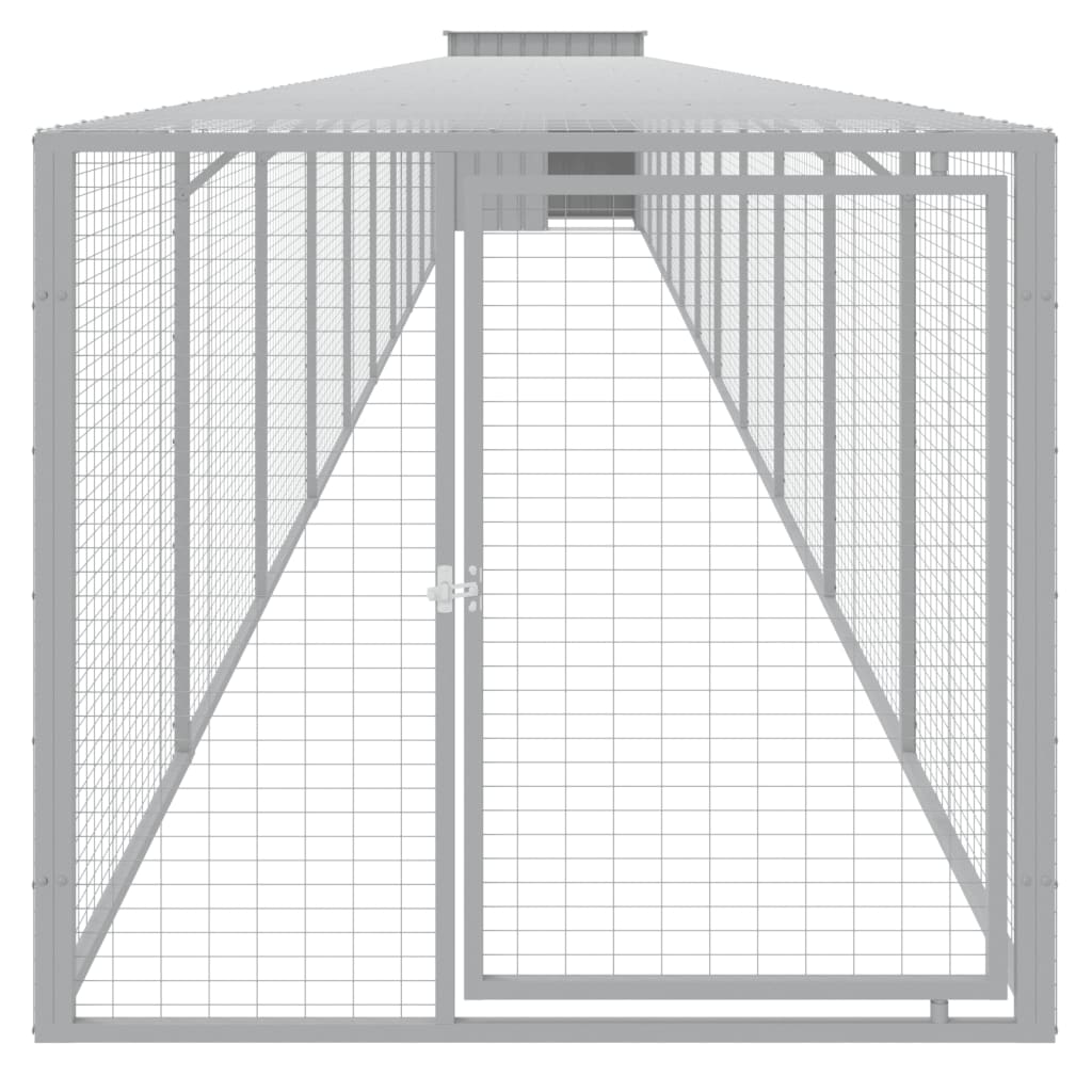 Vidaxl Chicken Coop con Run 110x1221x110 cm in acciaio grigio chiaro