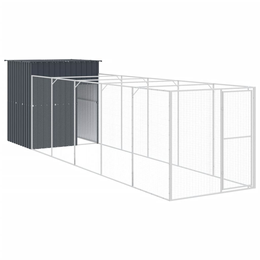 Vidaxl Dog Loft con Run 165x659x181 cm Antracite in acciaio zincato