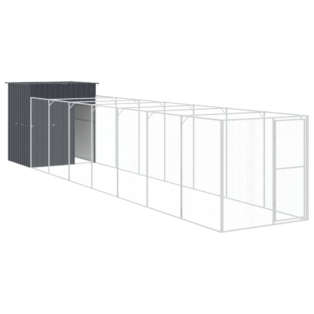 Vidaxl Dog Loft con Run 165x863x181 cm de acero galvanizado antracita