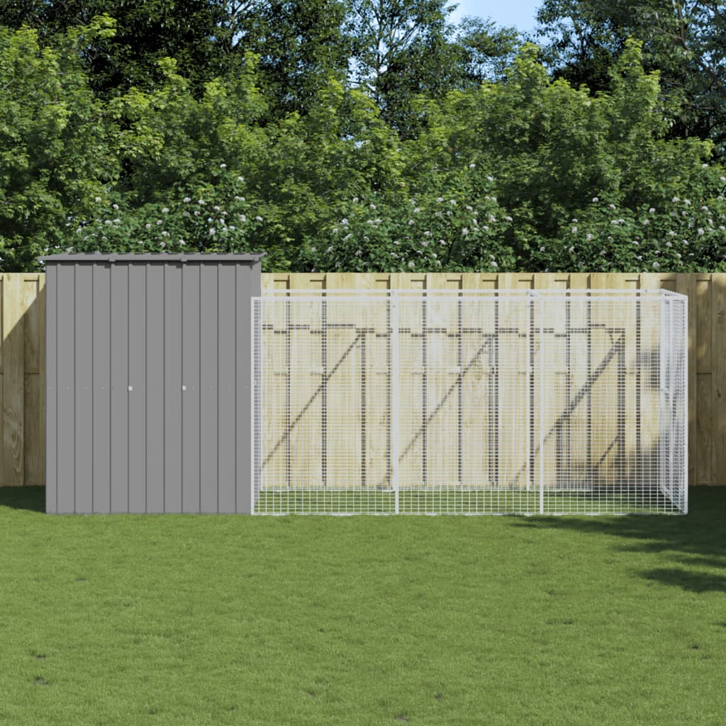 Vidaxl Dog Loft con Run 165x4555x181 cm de acero gris claro