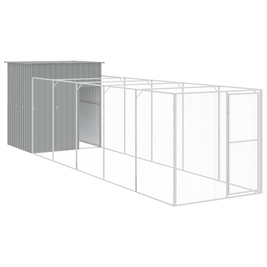 Vidaxl Dog Loft con Run 165x659x181 cm grigio galvanizzato in acciaio