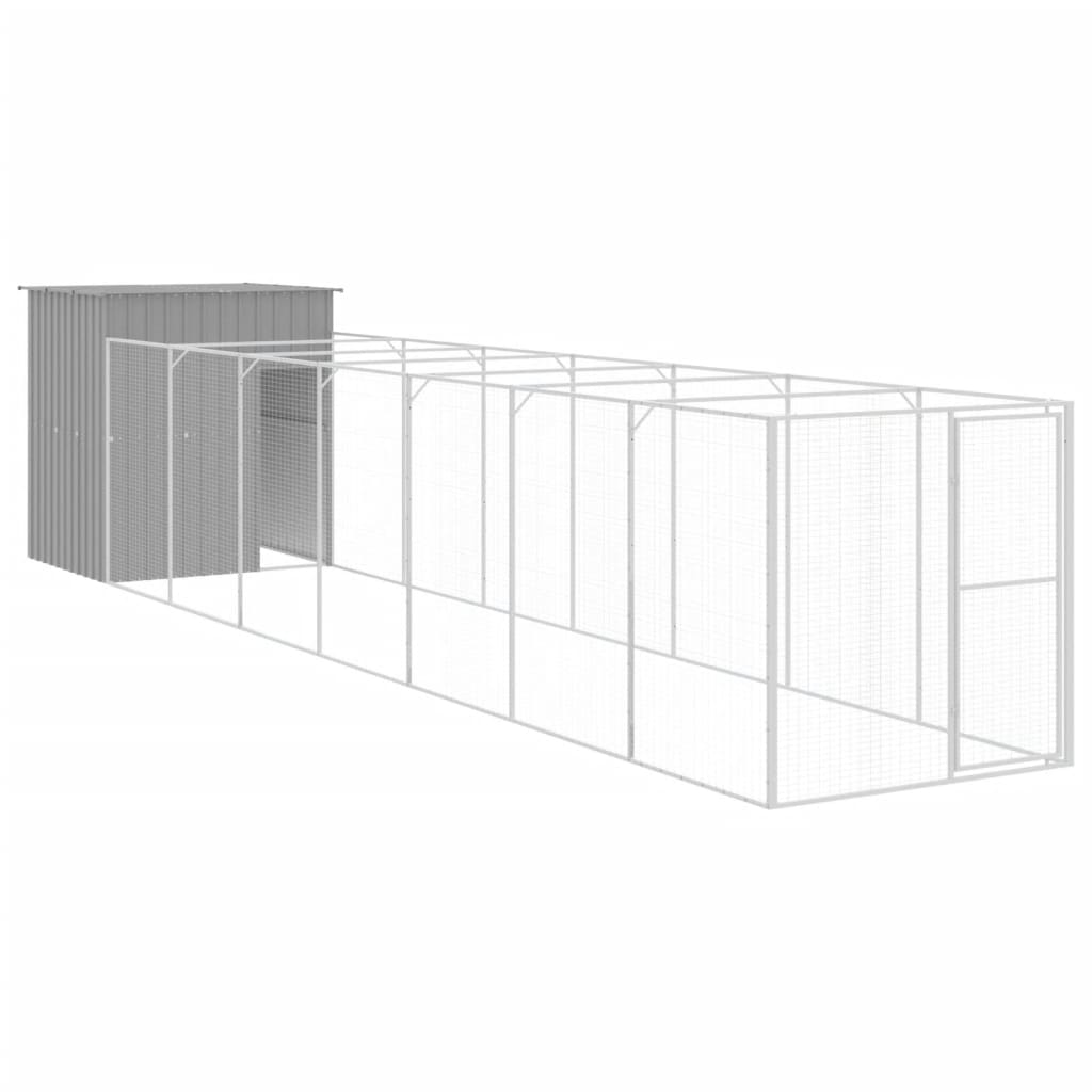 Vidaxl Dog Loft con Run 165x863x181 cm in acciaio grigio chiaro
