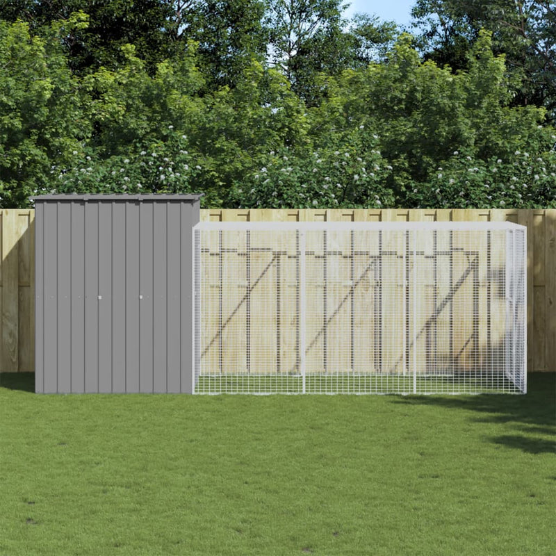 Vidaxl Chicken Coop con Run 165x4555x181 cm de acero gris claro