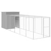 Vidaxl Chicken Coop con Run 165x659x181 cm in acciaio grigio chiaro