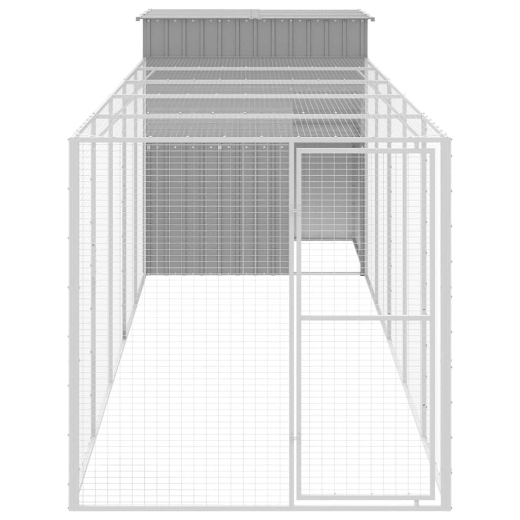 Vidaxl Chicken Coop con Run 165x659x181 cm in acciaio grigio chiaro