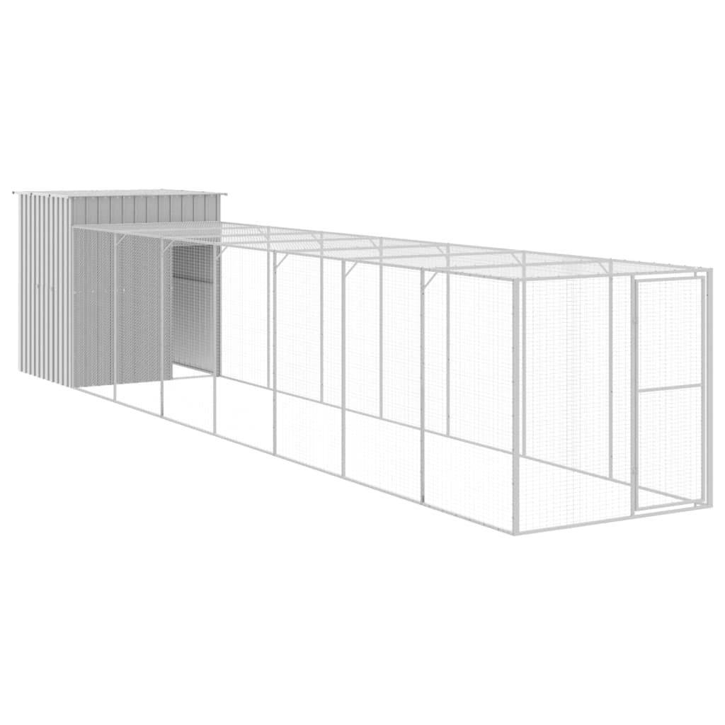 Vidaxl Chicken Coop con Run 165x863x181 cm grigio galvanizzato