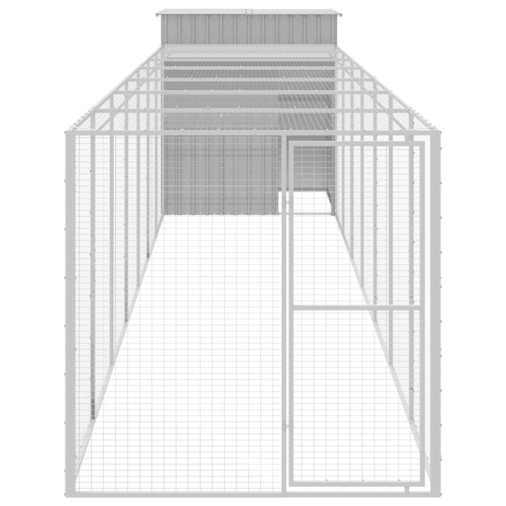 Vidaxl Chicken Coop con Run 165x863x181 cm grigio galvanizzato