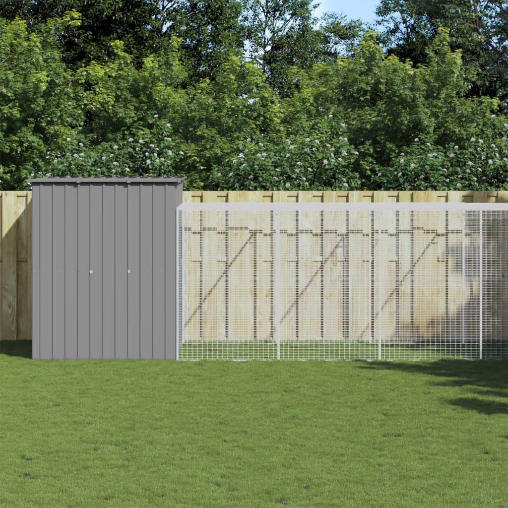 Vidaxl Chicken Coop con Run 165x1271x181 cm de acero gris claro