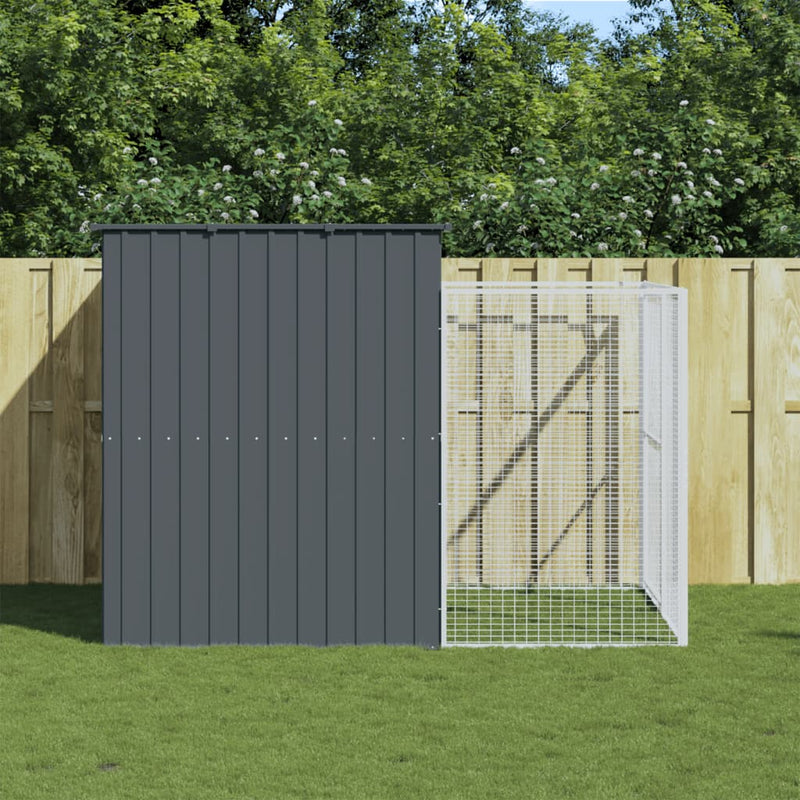 Vidaxl Dog Loft con Run 214x253x181 cm Antracite in acciaio zincato