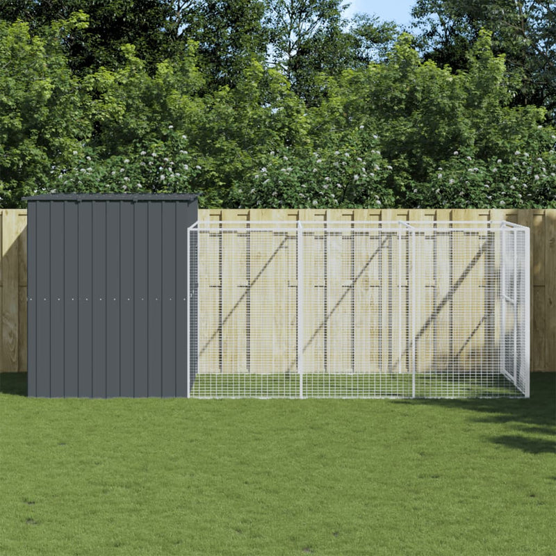 Vidaxl Dog Loft con Run 214x457x181 cm de acero galvanizado antracita