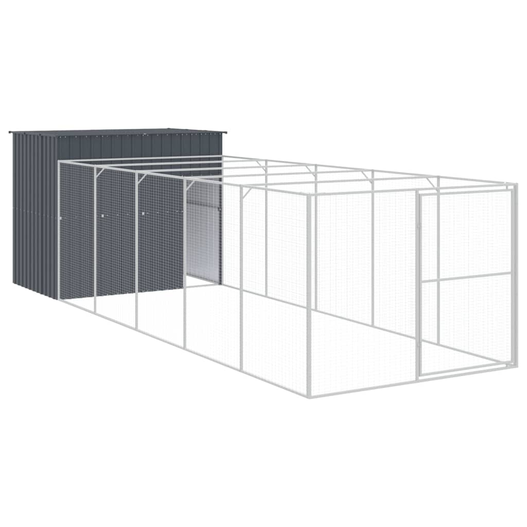 Vidaxl Dog Loft con Run 214x661x181 cm de acero galvanizado antracita