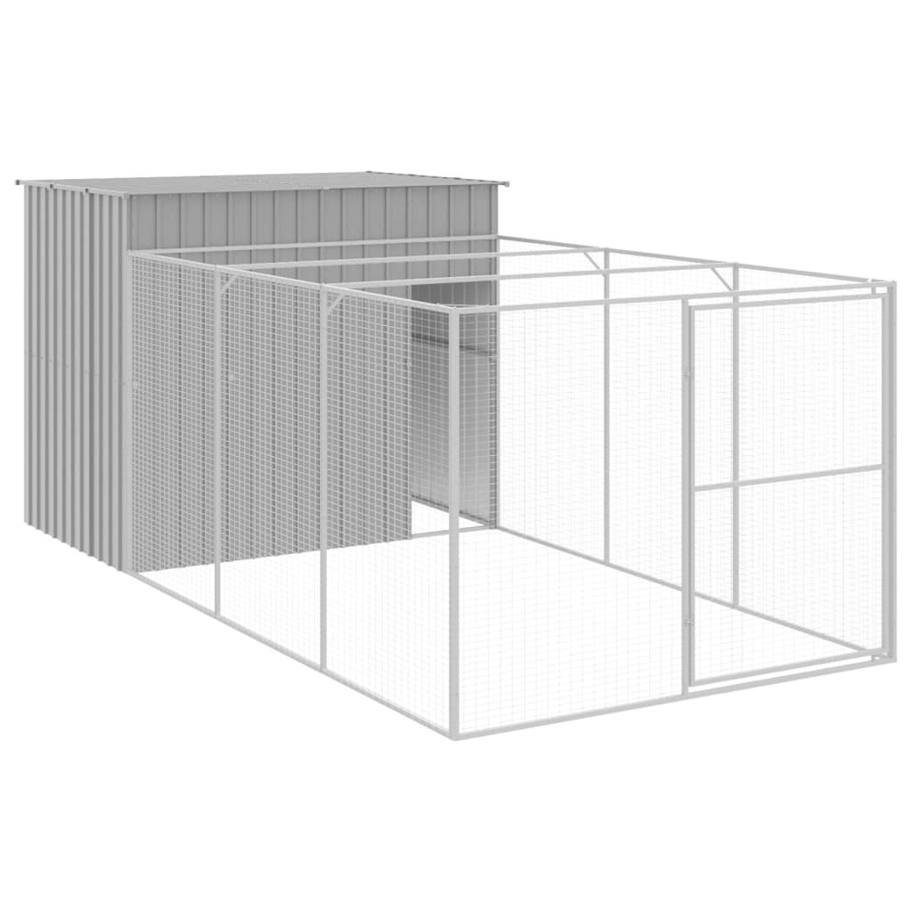 Vidaxl Dog Loft con Run 214x457x181 cm in acciaio grigio chiaro