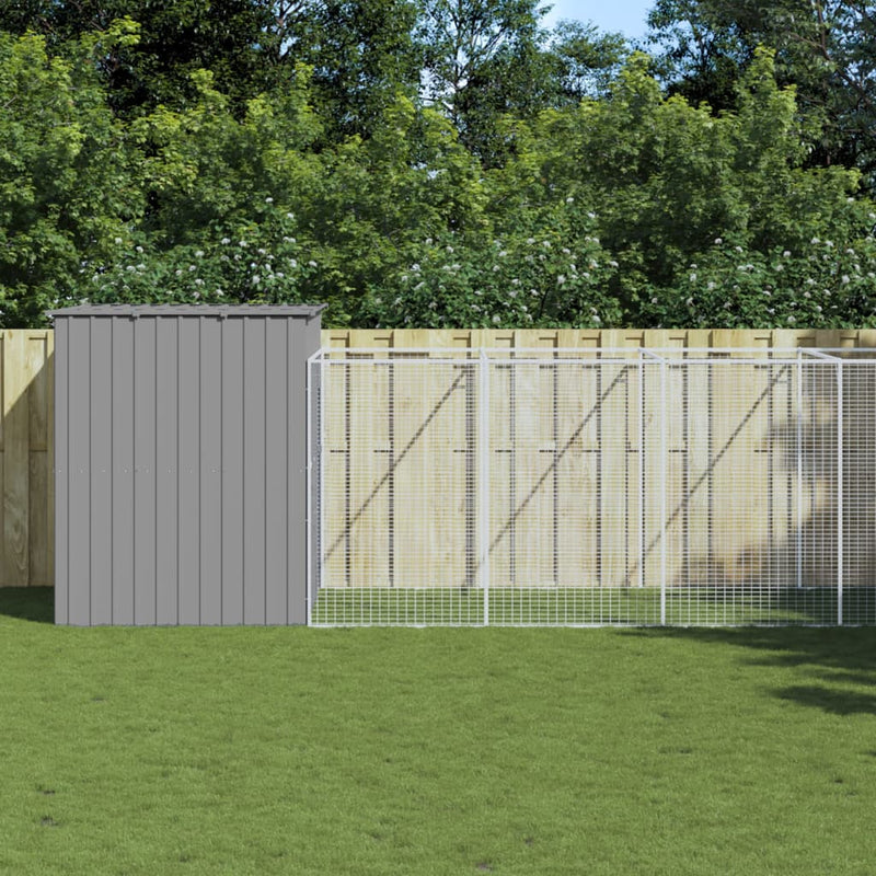 Vidaxl Dog Loft con Run 214x865x181 cm de acero gris claro